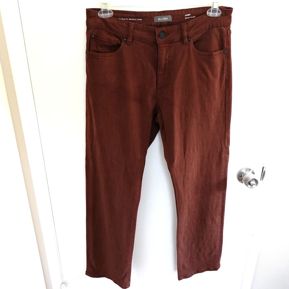 DL1961 Men's Avery Modern Straight Leg Jeans Henna Rust Brown 32x30 Casual